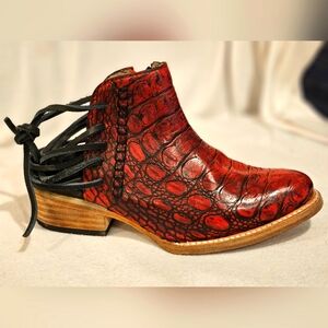 Freebird red leather booties